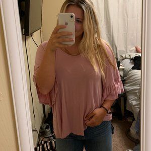 Bobeau pink flowy top